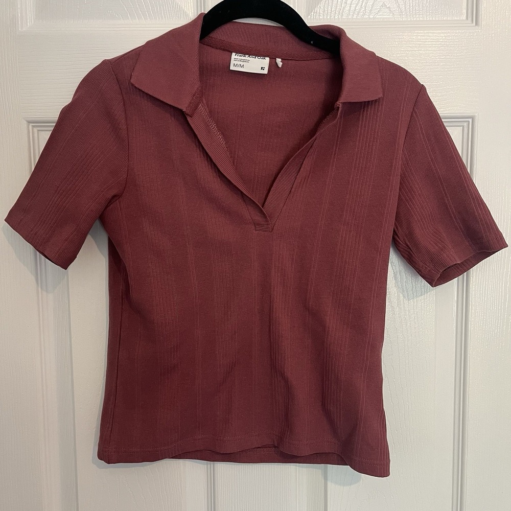 Frank & Oak Mauve Ribbed Polo Tunic Top